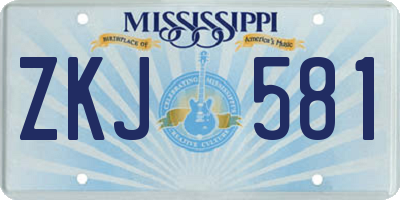MS license plate ZKJ581