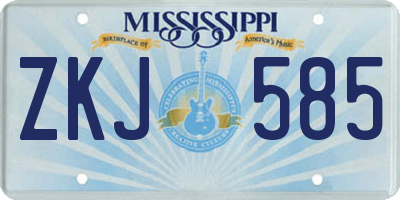 MS license plate ZKJ585