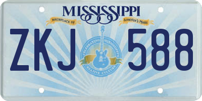 MS license plate ZKJ588