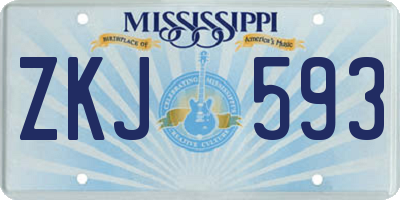 MS license plate ZKJ593