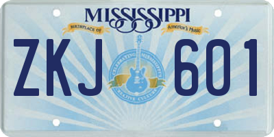 MS license plate ZKJ601