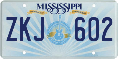 MS license plate ZKJ602