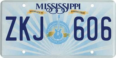MS license plate ZKJ606