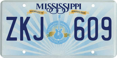 MS license plate ZKJ609