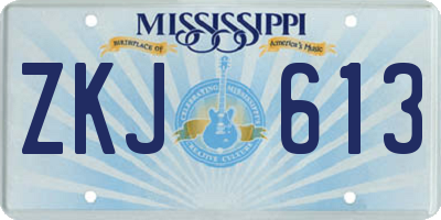 MS license plate ZKJ613