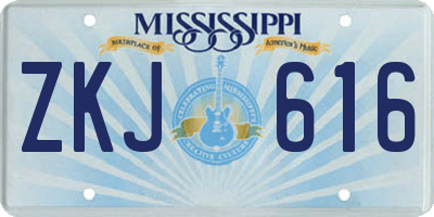MS license plate ZKJ616