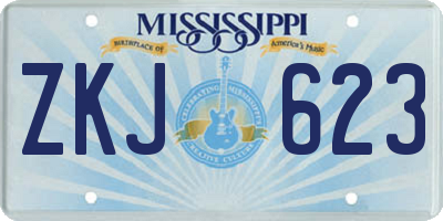 MS license plate ZKJ623