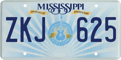 MS license plate ZKJ625