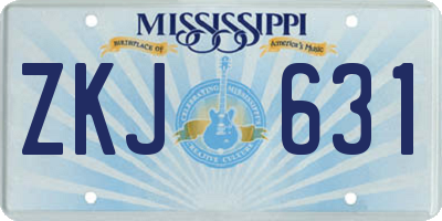 MS license plate ZKJ631