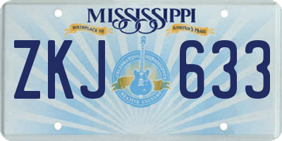 MS license plate ZKJ633