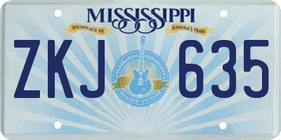 MS license plate ZKJ635