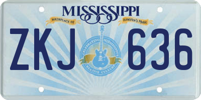 MS license plate ZKJ636