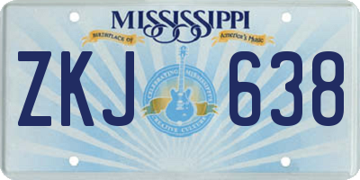 MS license plate ZKJ638