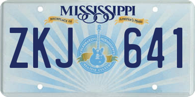 MS license plate ZKJ641