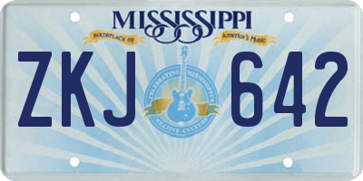 MS license plate ZKJ642