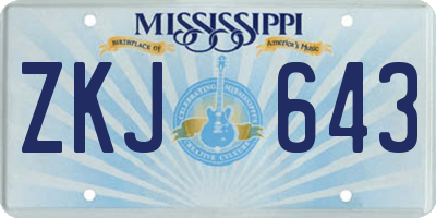 MS license plate ZKJ643