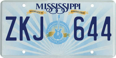 MS license plate ZKJ644