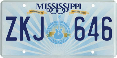 MS license plate ZKJ646