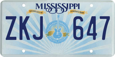 MS license plate ZKJ647