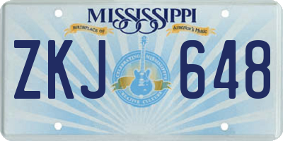MS license plate ZKJ648