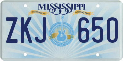 MS license plate ZKJ650