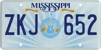 MS license plate ZKJ652
