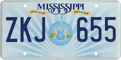 MS license plate ZKJ655