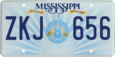MS license plate ZKJ656