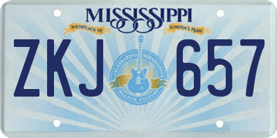 MS license plate ZKJ657