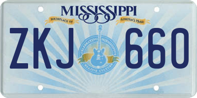 MS license plate ZKJ660