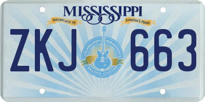 MS license plate ZKJ663