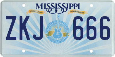 MS license plate ZKJ666