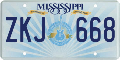 MS license plate ZKJ668