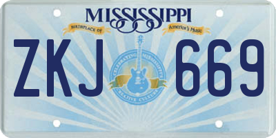 MS license plate ZKJ669