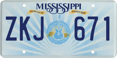 MS license plate ZKJ671