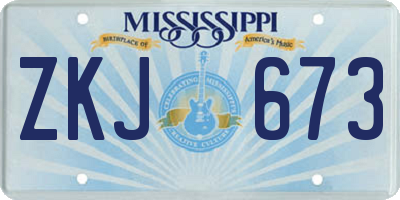 MS license plate ZKJ673