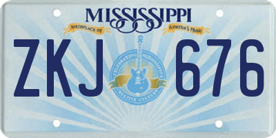 MS license plate ZKJ676