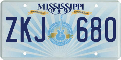 MS license plate ZKJ680