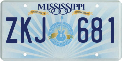 MS license plate ZKJ681
