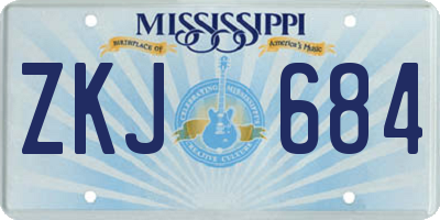 MS license plate ZKJ684