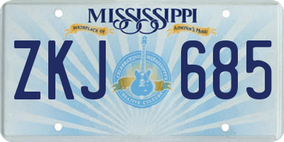 MS license plate ZKJ685