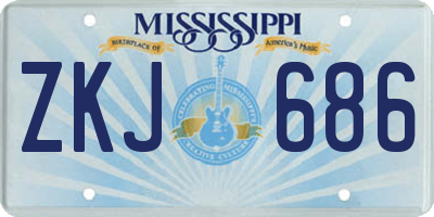 MS license plate ZKJ686