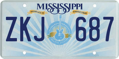 MS license plate ZKJ687