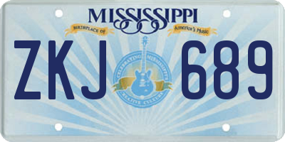 MS license plate ZKJ689