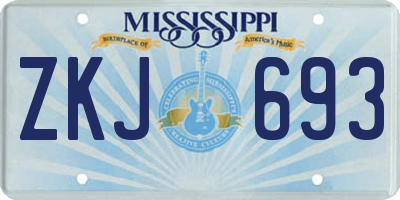MS license plate ZKJ693
