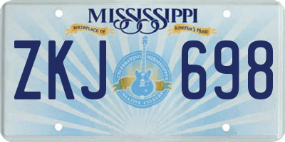 MS license plate ZKJ698