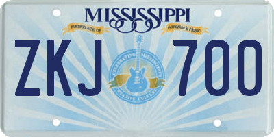 MS license plate ZKJ700