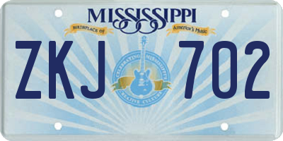 MS license plate ZKJ702