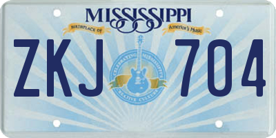 MS license plate ZKJ704