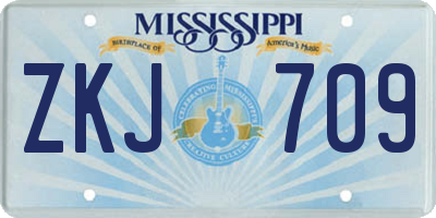 MS license plate ZKJ709